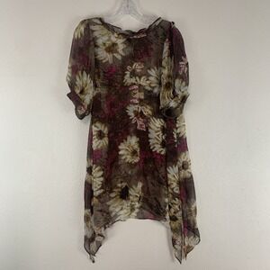 Pretty Angel Dress Womens Large Sheer Floral Boho Flowy Artsy Silk Romantic Soft